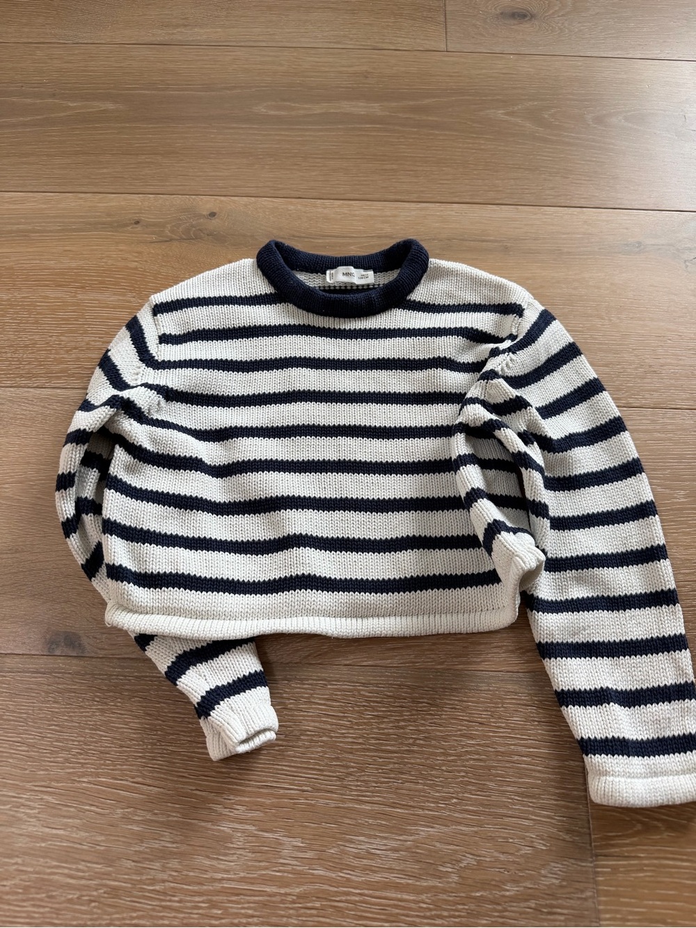 Mango Navy & Cream Striped Crewneck Sweater